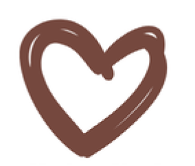 Brown heart with Unbridled chocolates written in brown